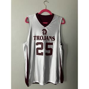 Trojans College Basketball #25 Jersey Size L REVERSABLE white maroon